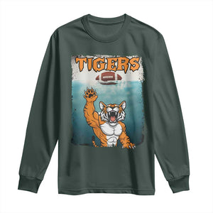 Bengal Tiger Football Long Sleeve Shirt Horror Parody Gift TS12 Dark Forest Green Print Your Wear