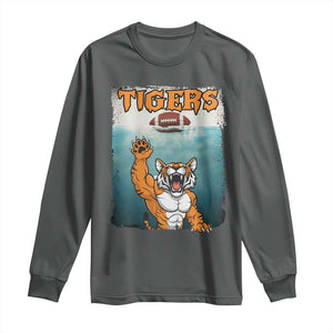 Bengal Tiger Football Long Sleeve Shirt Horror Parody Gift TS12 Dark Heather Print Your Wear