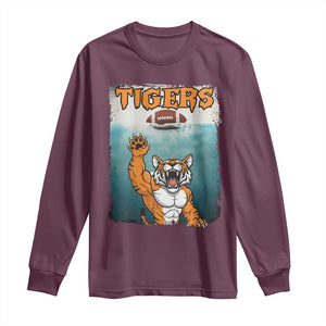 Bengal Tiger Football Long Sleeve Shirt Horror Parody Gift TS12 Maroon Print Your Wear