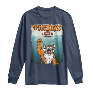 Bengal Tiger Football Long Sleeve Shirt Horror Parody Gift TS12 Navy Print Your Wear
