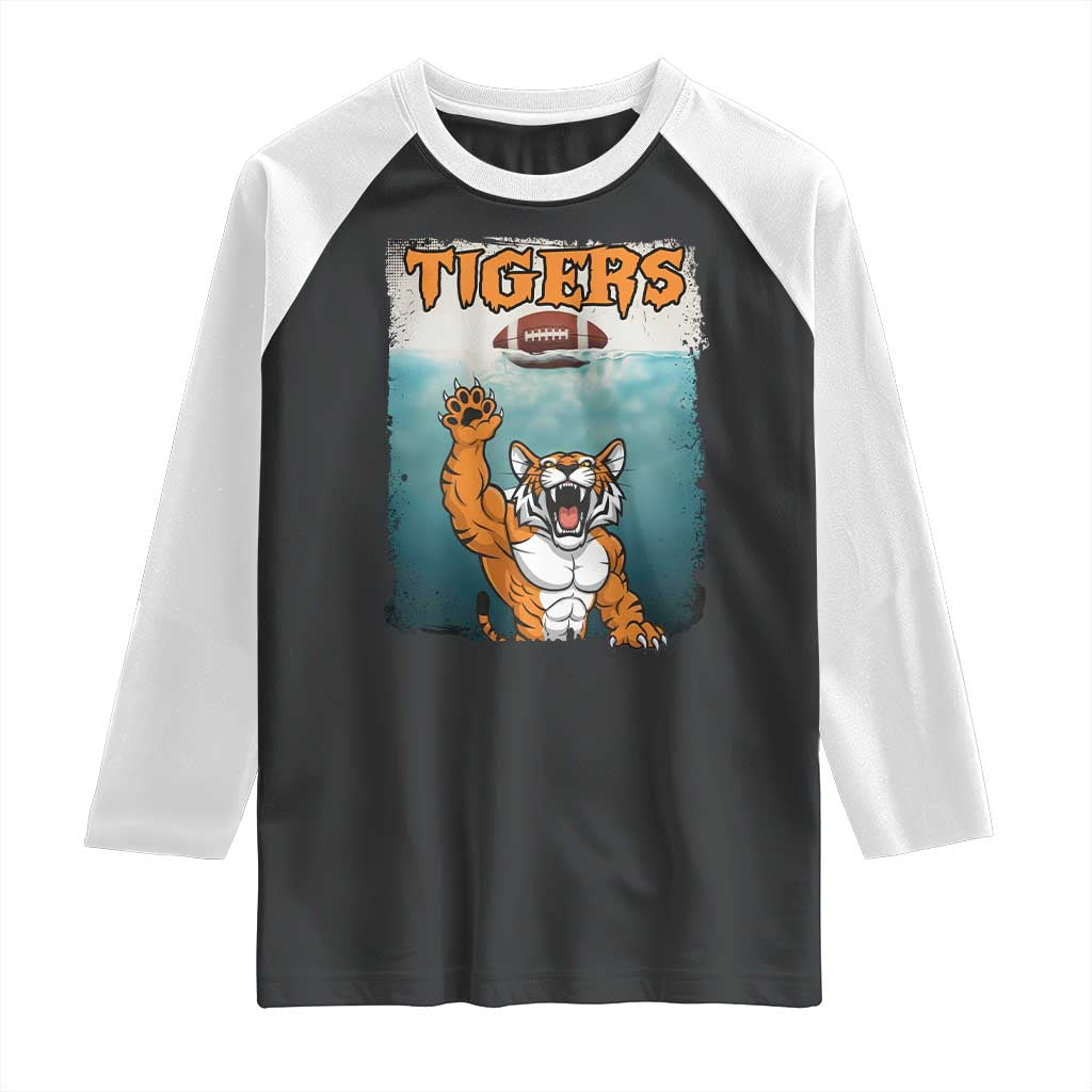 Bengal Tiger Football Raglan Shirt Horror Parody Gift TS12 Black White Print Your Wear