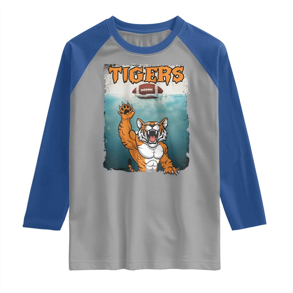 Bengal Tiger Football Raglan Shirt Horror Parody Gift TS12 Sport Gray Royal Print Your Wear