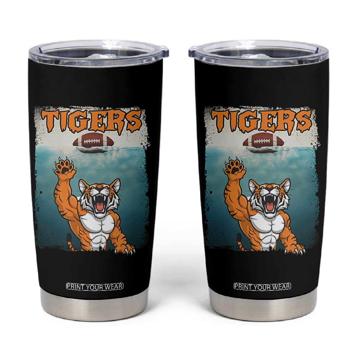 Bengal Tiger Football Tumbler Cup Horror Parody Gift TS12 Black Print Your Wear