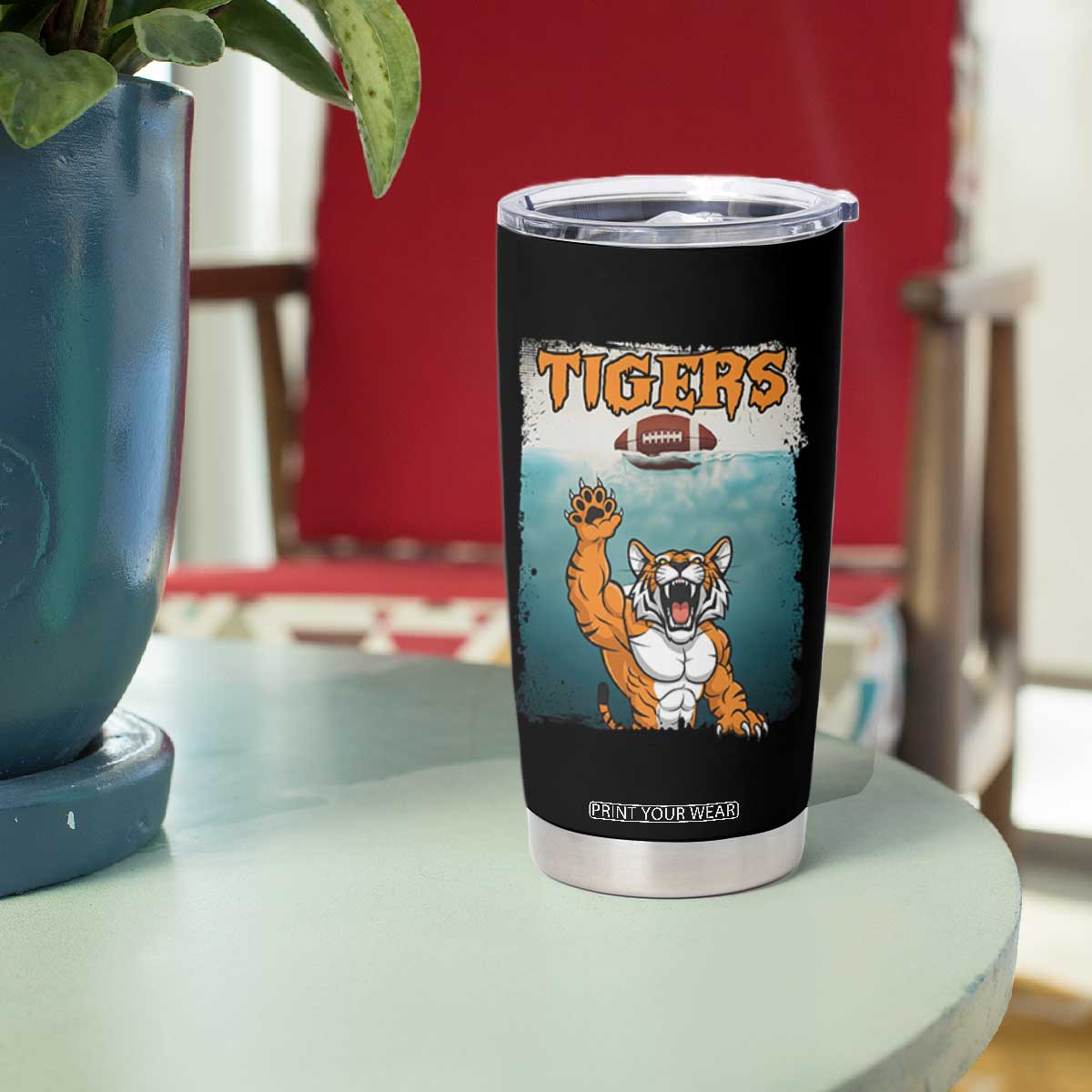 Bengal Tiger Football Tumbler Cup Horror Parody Gift - Print Your Wear