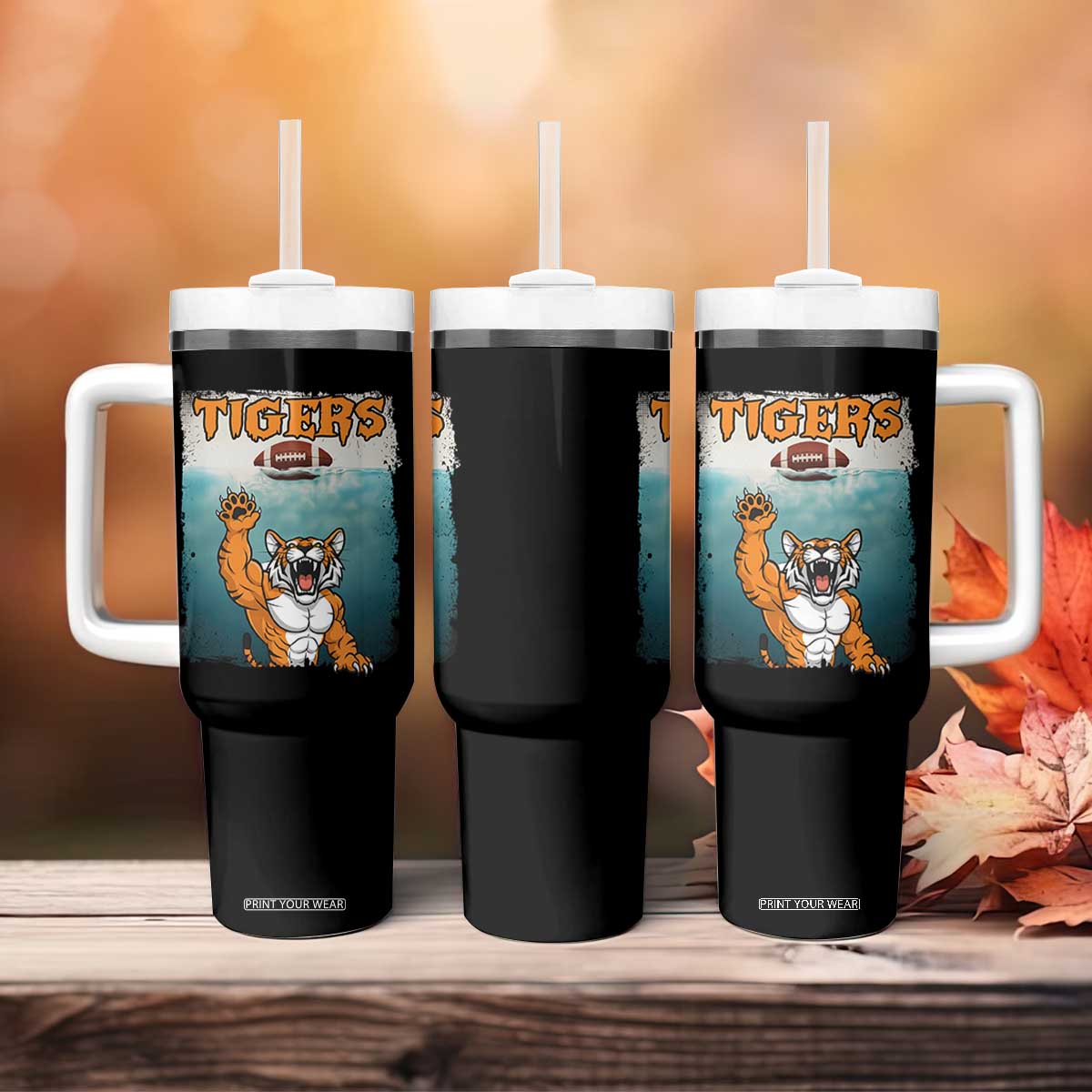 Bengal Tiger Football Tumbler With Handle Horror Parody Gift TS12 Print Your Wear
