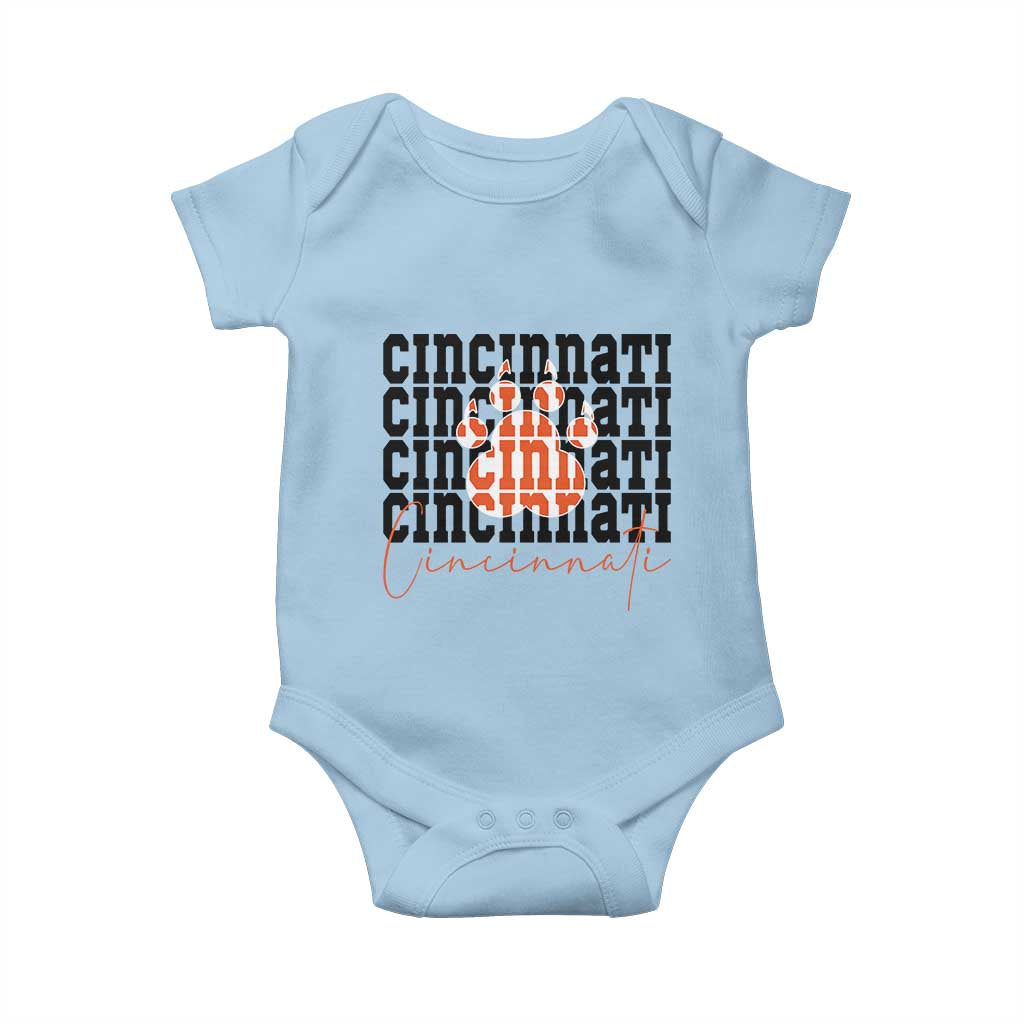 Cincinnati Tiger Paw Baby Onesie Football Lover Gift TS12 Light Blue Print Your Wear