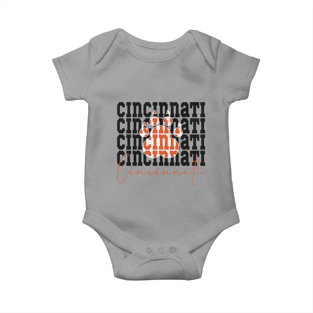 Cincinnati Tiger Paw Baby Onesie Football Lover Gift TS12 Sport Gray Print Your Wear