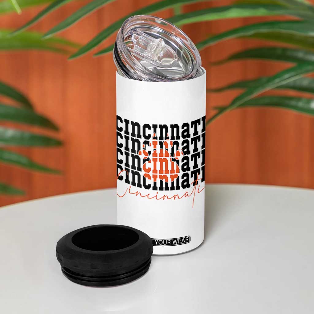 Cincinnati Tiger Paw 4 in 1 Can Cooler Tumbler Football Lover Gift TS12 Print Your Wear