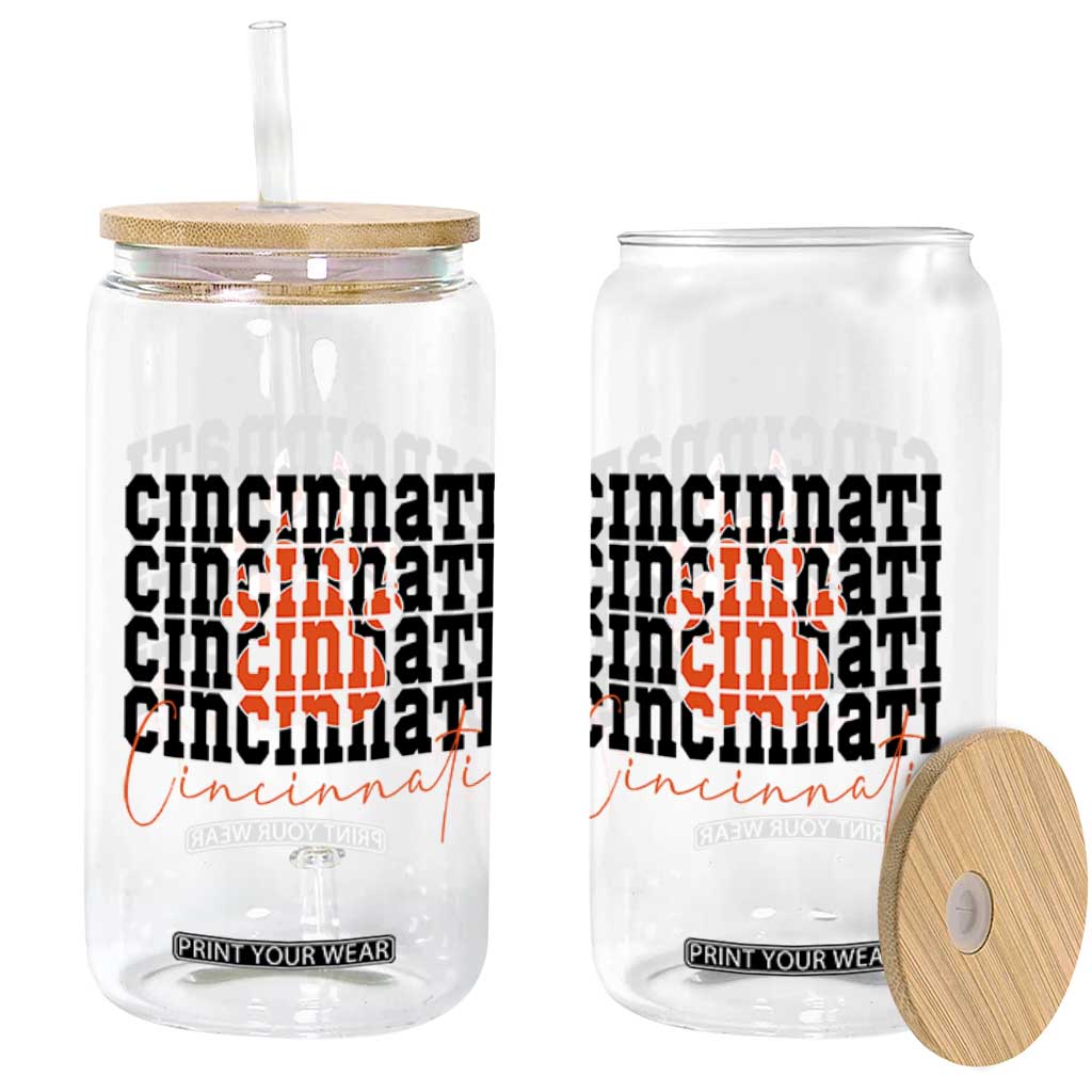 Cincinnati Tiger Paw Glass Can Football Lover Gift TS12 Print Your Wear