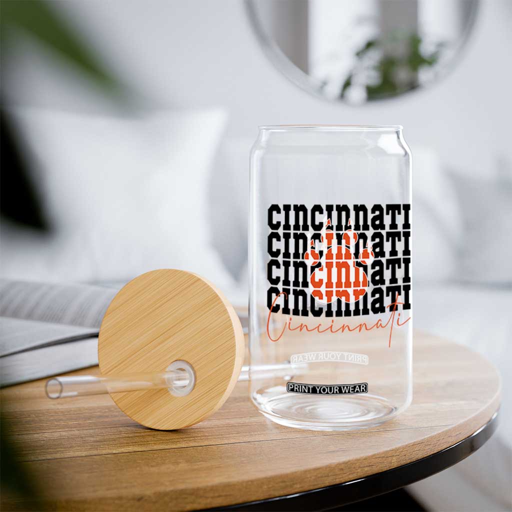 Cincinnati Tiger Paw Glass Can Football Lover Gift TS12 Print Your Wear