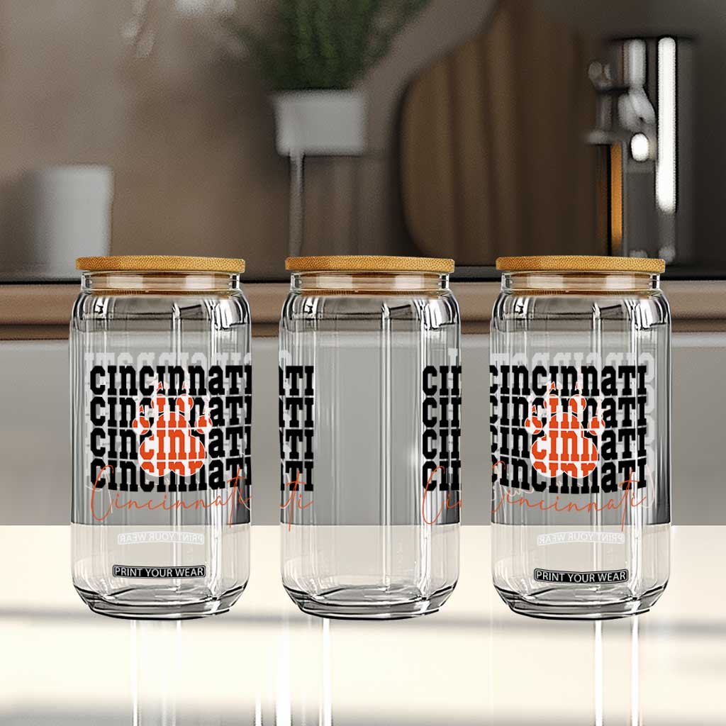 Cincinnati Tiger Paw Glass Can Football Lover Gift TS12 Print Your Wear