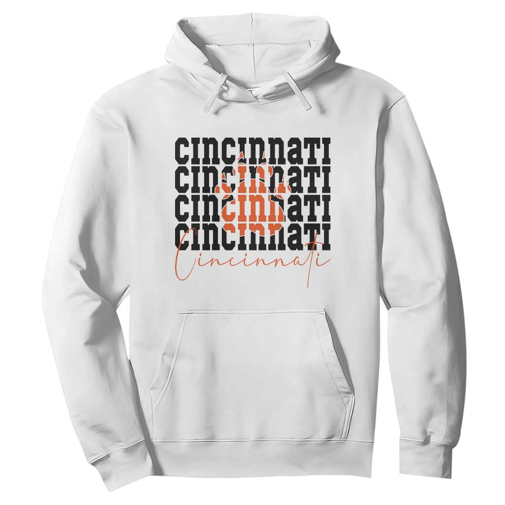 Cincinnati Tiger Paw Hoodie Football Lover Gift TS12 White Print Your Wear