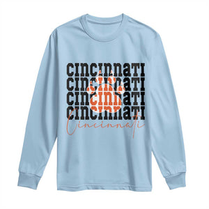 Cincinnati Tiger Paw Long Sleeve Shirt Football Lover Gift TS12 Light Blue Print Your Wear