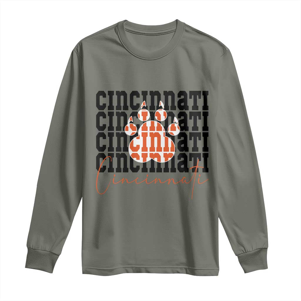 CF TGR Paw Football Lover Gift Long Sleeve Shirt TS12 Military Green Print Your Wear