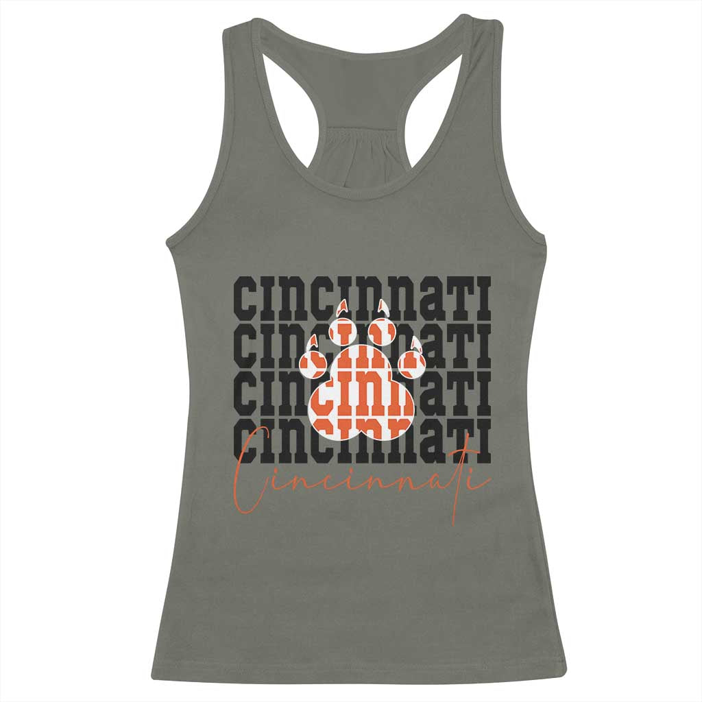CF TGR Paw Football Lover Gift Racerback Tank Top TS12 Military Green Print Your Wear