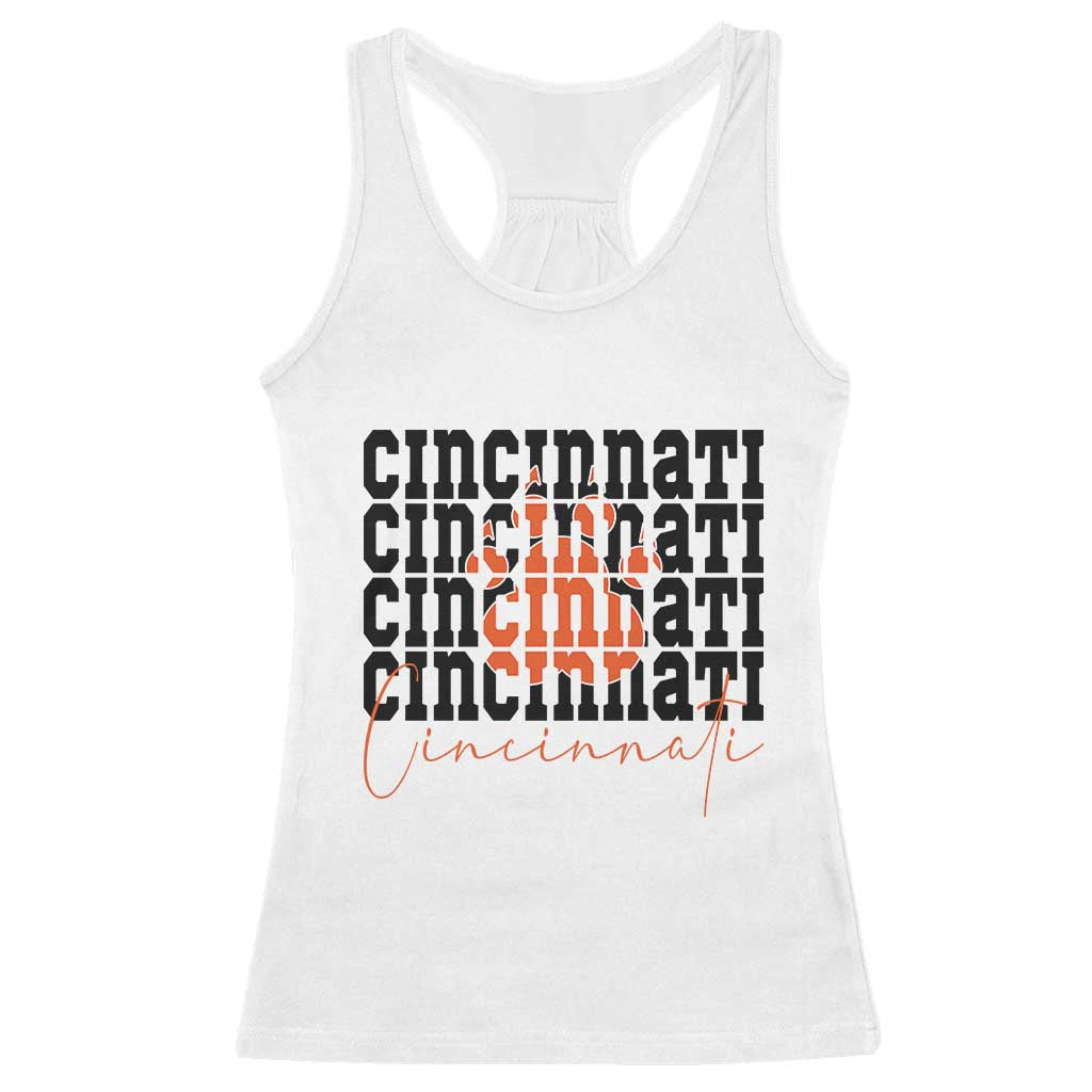 Cincinnati Tiger Paw Racerback Tank Top Football Lover Gift - Print Your Wear