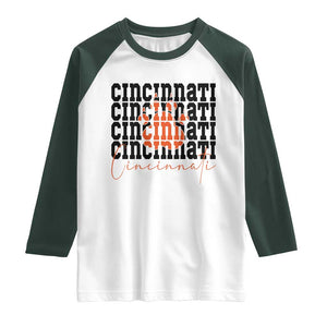 Cincinnati Tiger Paw Raglan Shirt Football Lover Gift TS12 White Dark Forest Green Print Your Wear
