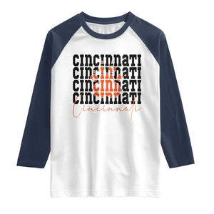 Cincinnati Tiger Paw Raglan Shirt Football Lover Gift TS12 White Navy Print Your Wear