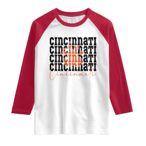 Cincinnati Tiger Paw Raglan Shirt Football Lover Gift TS12 White Red Print Your Wear