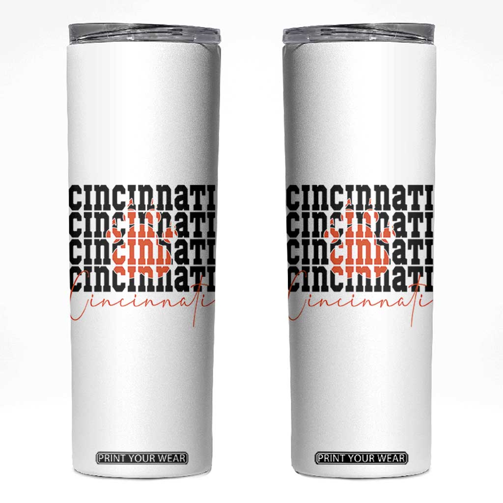 Cincinnati Tiger Paw Skinny Tumbler Football Lover Gift TS12 White Print Your Wear