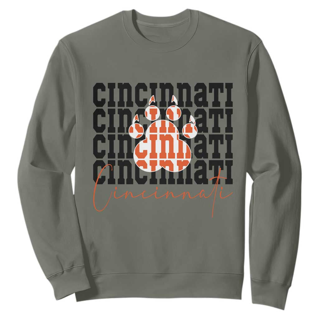 CF TGR Paw Football Lover Gift Sweatshirt TS12 Military Green Print Your Wear