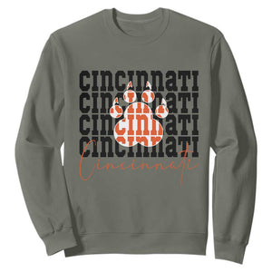 Cincinnati Tiger Paw Sweatshirt Football Lover Gift - Print Your Wear