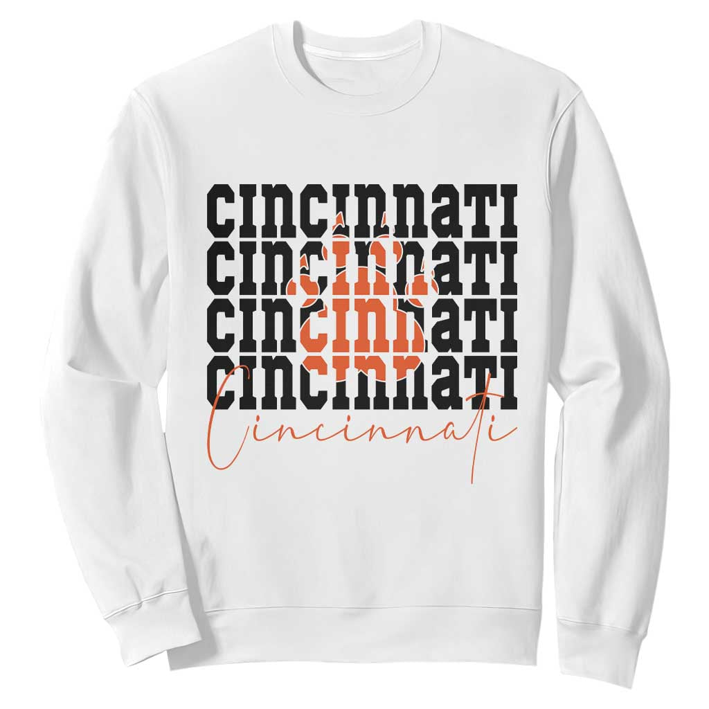 Cincinnati Tiger Paw Sweatshirt Football Lover Gift TS12 White Print Your Wear