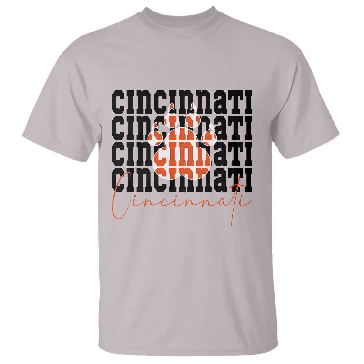 Cincinnati Tiger Paw T Shirt Football Lover Gift TS12 Ice Gray Print Your Wear