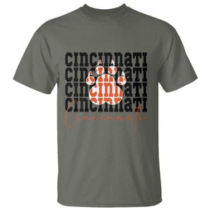 Cincinnati Tiger Paw T Shirt Football Lover Gift TS12 Military Green Print Your Wear