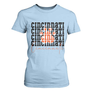 Cincinnati Tiger Paw T Shirt For Women Football Lover Gift TS12 Light Blue Print Your Wear