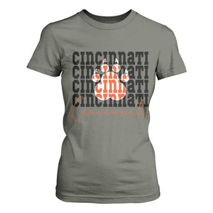 Cincinnati Tiger Paw T Shirt For Women Football Lover Gift TS12 Military Green Print Your Wear