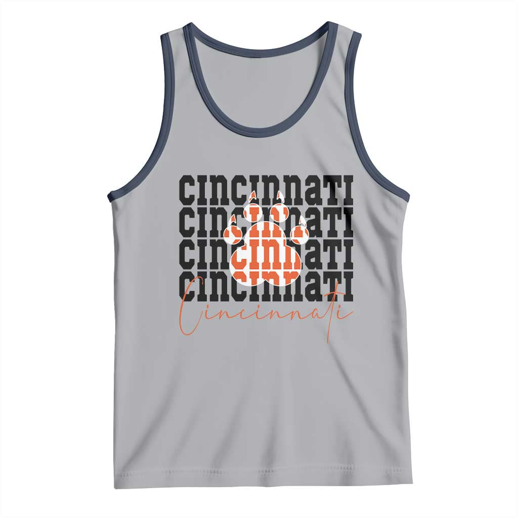 CF TGR Paw Football Lover Gift Tank Top TS12 Athletic Heather Navy Print Your Wear