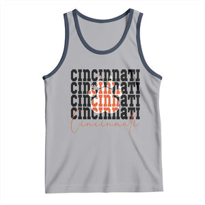 Cincinnati Tiger Paw Tank Top Football Lover Gift TS12 Athletic Heather Navy Print Your Wear