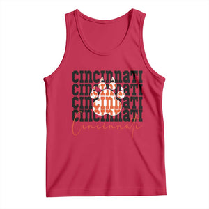Cincinnati Tiger Paw Tank Top Football Lover Gift TS12 Red Print Your Wear