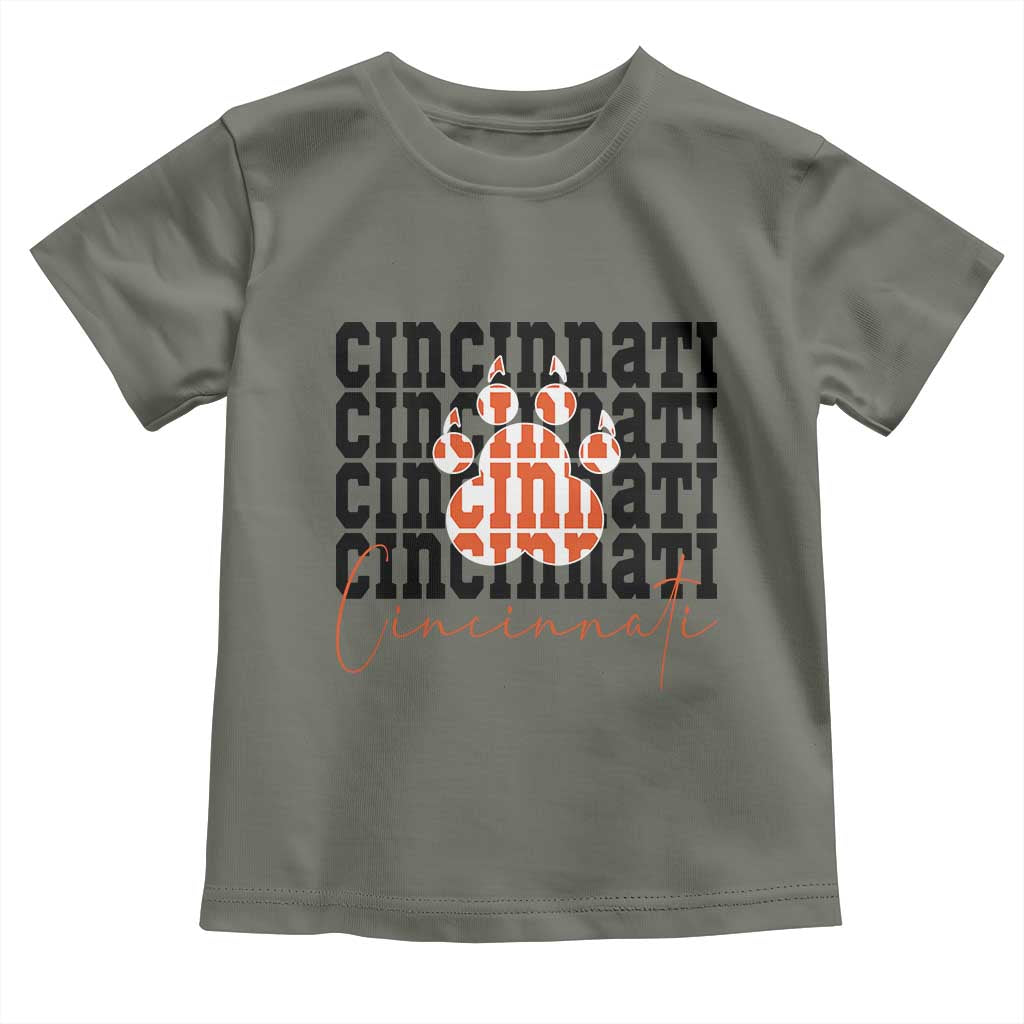 Cincinnati Tiger Paw Toddler T Shirt Football Lover Gift TS12 Military Green Print Your Wear