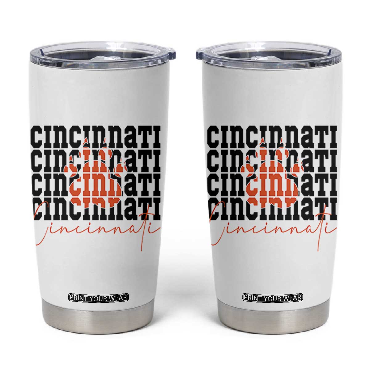Cincinnati Tiger Paw Tumbler Cup Football Lover Gift - Print Your Wear