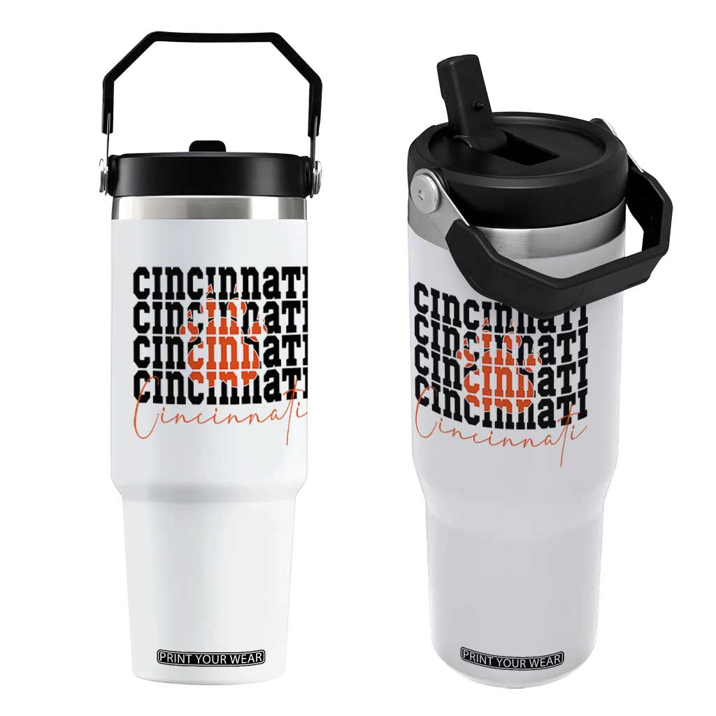 Cincinnati Tiger Paw Flip Straw Tumbler Football Lover Gift TS12 One Size: 30 oz White Print Your Wear