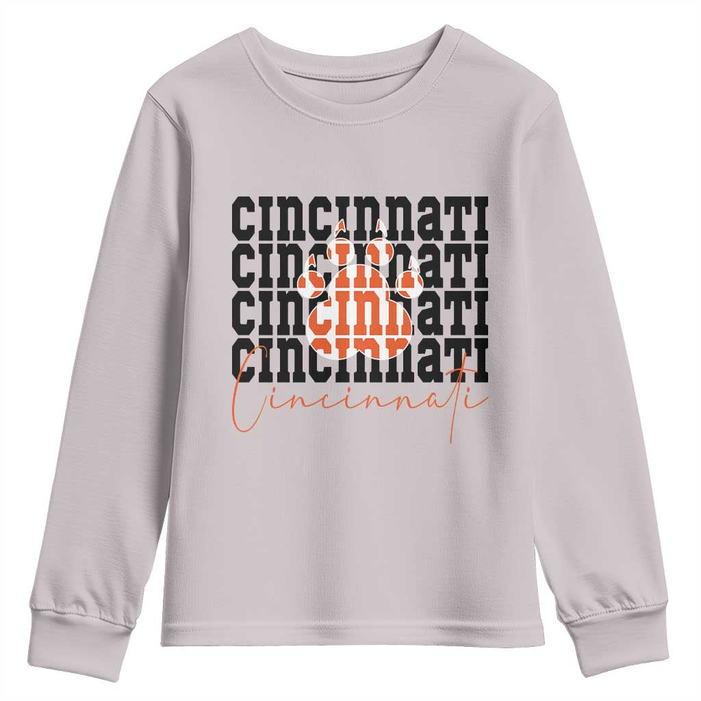 CF TGR Paw Football Lover Gift Youth Sweatshirt TS12 Ice Gray Print Your Wear