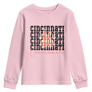 Cincinnati Tiger Paw Youth Sweatshirt Football Lover Gift TS12 Light Pink Print Your Wear