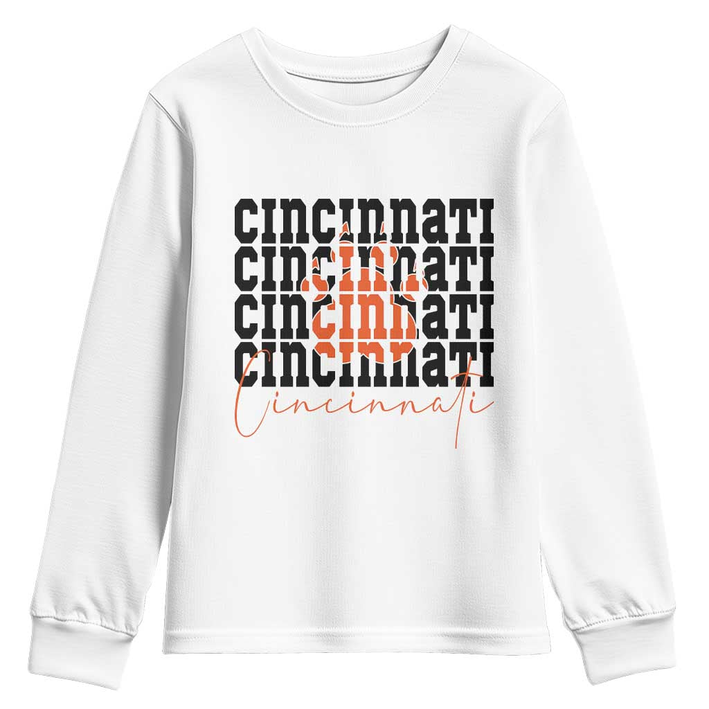 Cincinnati Tiger Paw Youth Sweatshirt Football Lover Gift TS12 White Print Your Wear