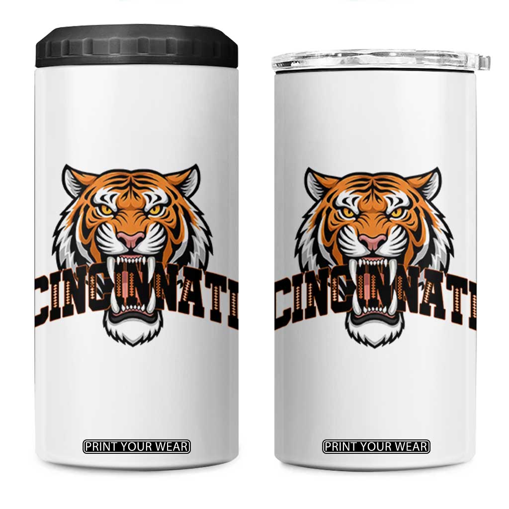 Roaring Cincinnati Tiger Football 4 in 1 Can Cooler Tumbler Game Day Fans Gift TS12 One Size: 16 oz White Print Your Wear