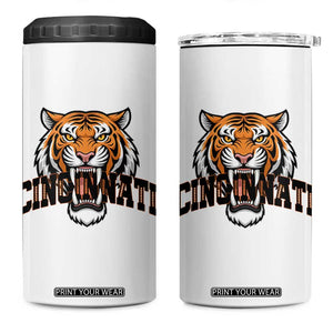 Roaring Cincinnati Tiger Football 4 in 1 Can Cooler Tumbler Game Day Fans Gift TS12 One Size: 16 oz White Print Your Wear