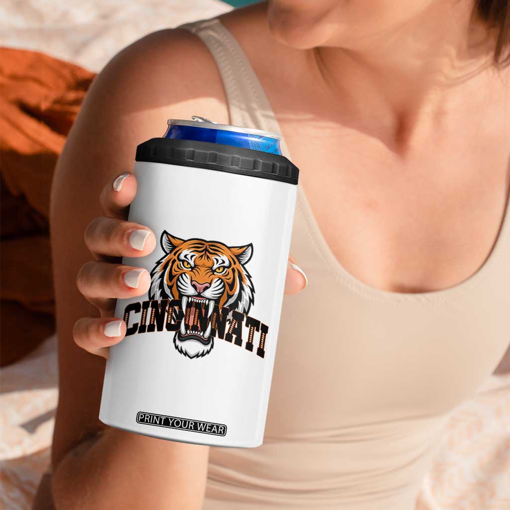 Roaring Cincinnati Tiger Football 4 in 1 Can Cooler Tumbler Game Day Fans Gift TS12 Print Your Wear