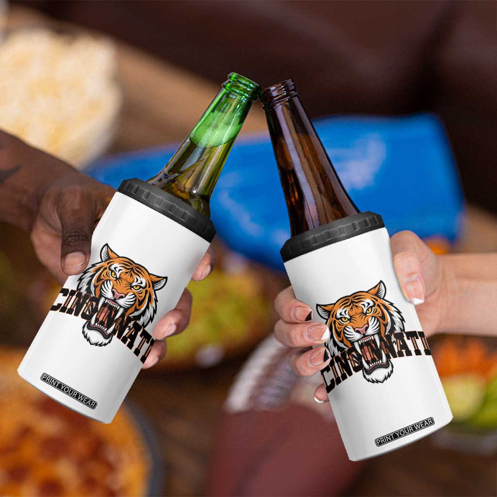 Roaring Cincinnati Tiger Football 4 in 1 Can Cooler Tumbler Game Day Fans Gift TS12 Print Your Wear