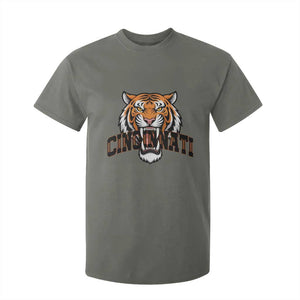 Roaring Cincinnati Tiger Football T Shirt For Kid Game Day Fans Gift TS12 Military Green Print Your Wear