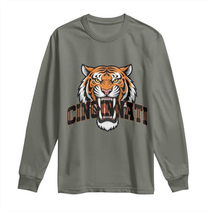 Roaring Cincinnati Tiger Football Long Sleeve Shirt Game Day Fans Gift TS12 Military Green Print Your Wear