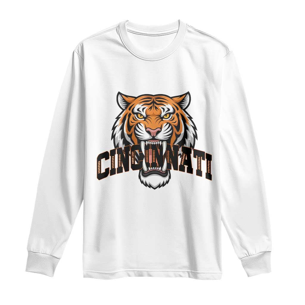 Roaring Cincinnati Tiger Football Long Sleeve Shirt Game Day Fans Gift TS12 White Print Your Wear