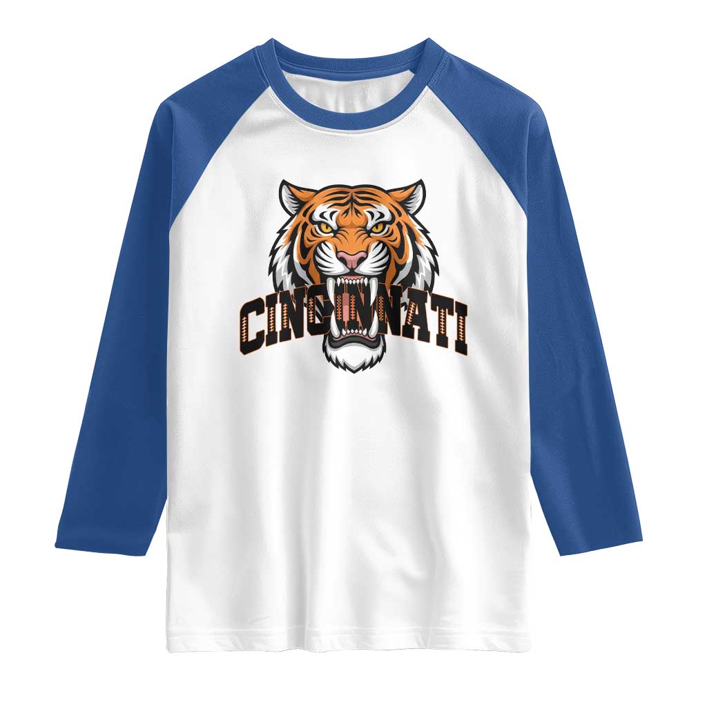 Roaring CFBT Game Day Fans Gift Raglan Shirt TS12 White Royal Print Your Wear