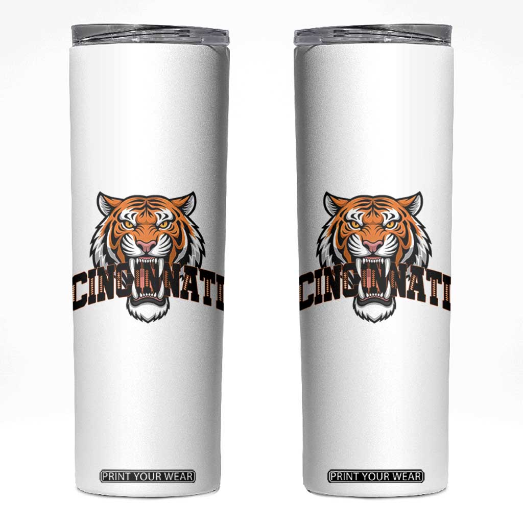 Roaring Cincinnati Tiger Football Skinny Tumbler Game Day Fans Gift TS12 White Print Your Wear