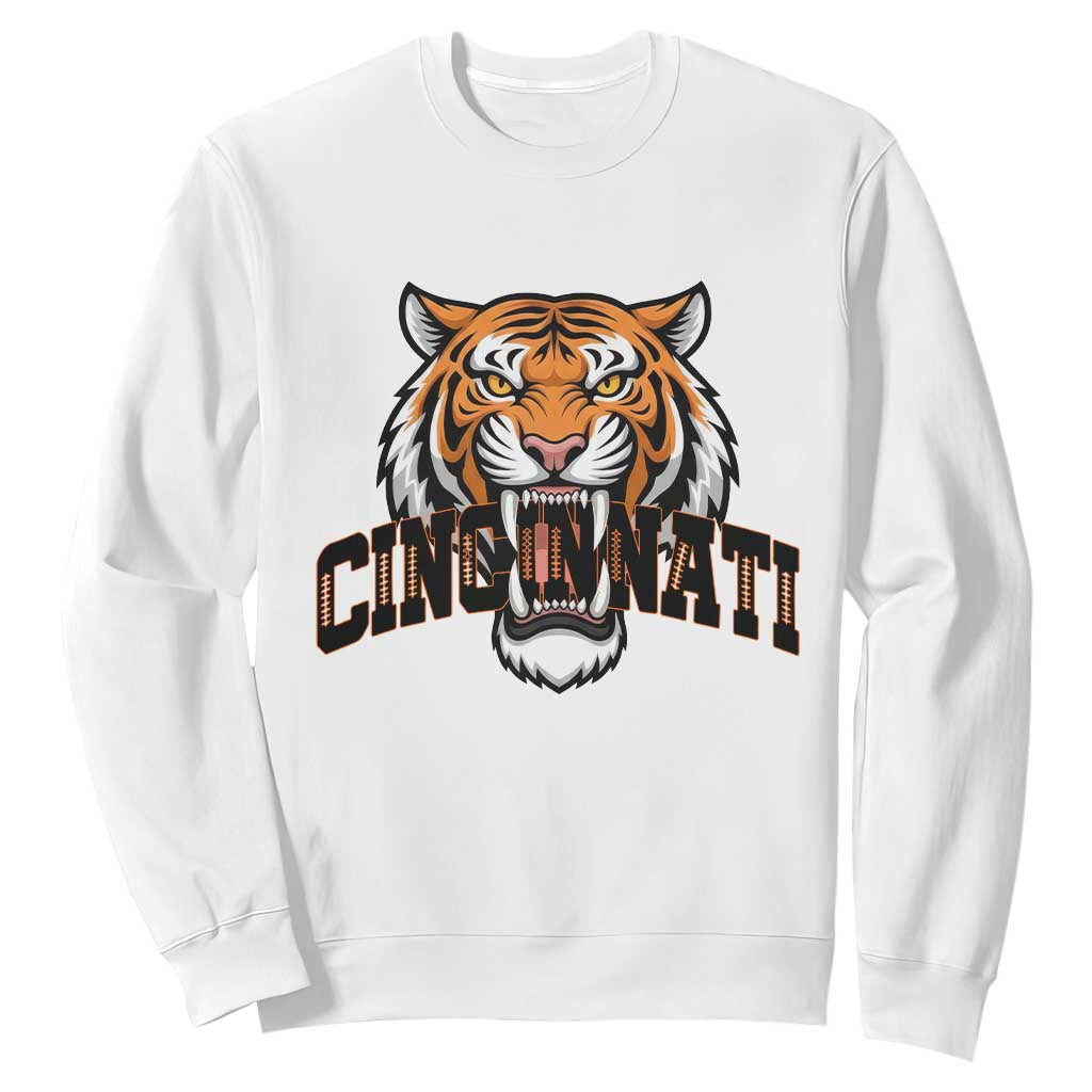 Roaring Cincinnati Tiger Football Sweatshirt Game Day Fans Gift TS12 White Print Your Wear